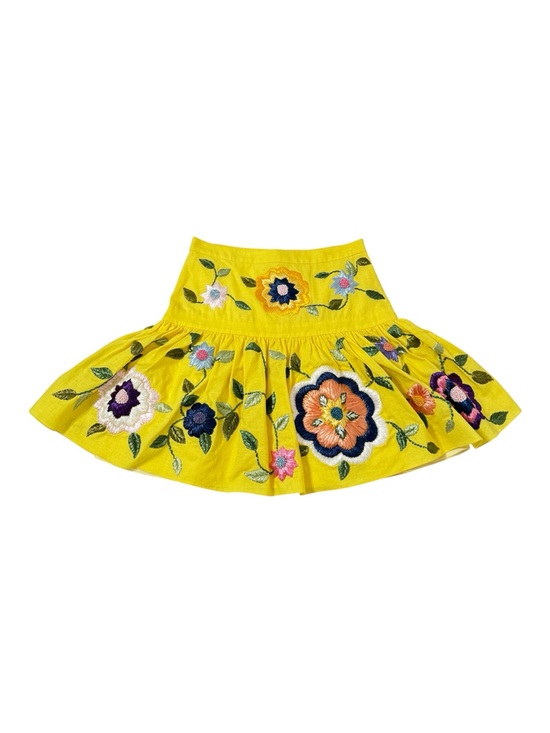 Alexis Dresses & Skirts - Alexis Kasandra Embroidered Floral Skirt Pattern Yellow Mini RARE HTF SZ Medium